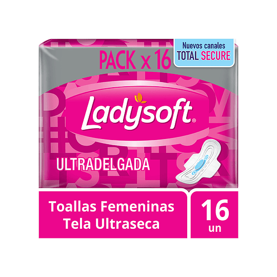 Toallas Femeninas Ladysoft Ultradelgada Tela Ultraseca 16 Unidades.