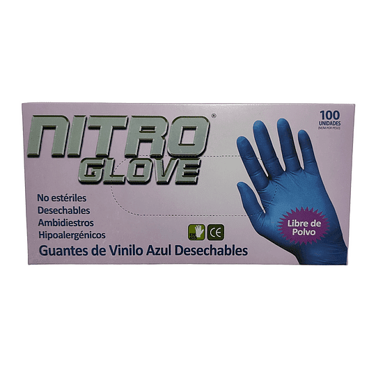 Guantes de Vinilo Azul Desechable Talla L - Caja de 100 Unidades