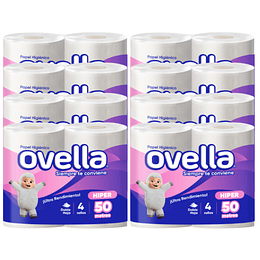 Papel Higienico Ovella D/H - Manga de 8 Paquetes de 4 Rollos de 50mts