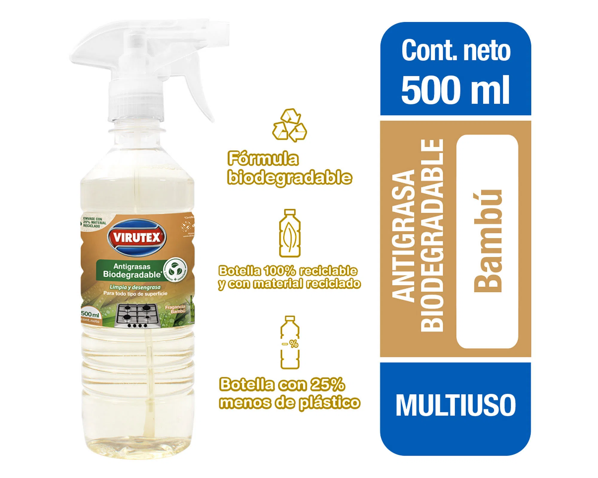 Antigrasa Biodegradable de Bambu 500ml - Virutex