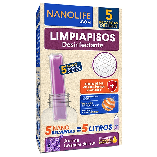 Nanolife Limpia Piso Desinfectante Lavanda Recarga 5 Lt.