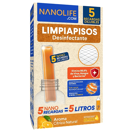 Nanolife Limpia Piso Desinfectante Cítrico Recarga 5 Lt.