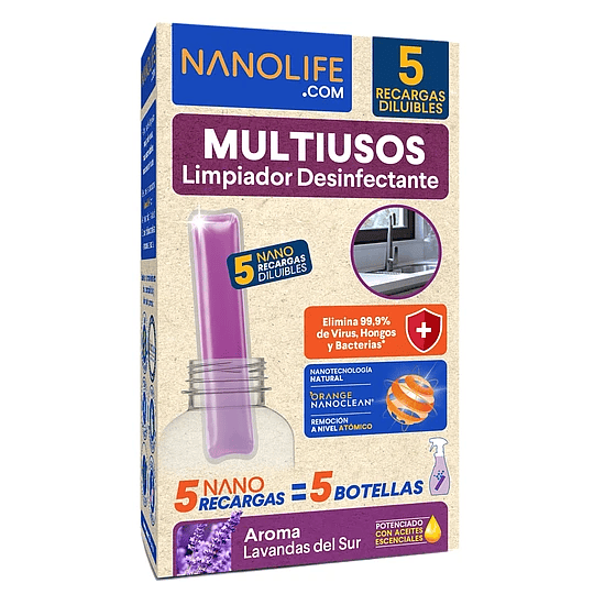 Nanolife Multiuso Desinfectante Lavanda 5 Recargas