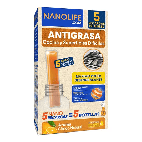 Nanolife Antigrasa Cítrico Líquido Recarga 5 Lt.