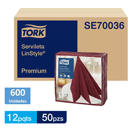 CAJA DE SERVILLETA LINSTYLE 39x39 BURDEO 12X50 TORK PREMIUM