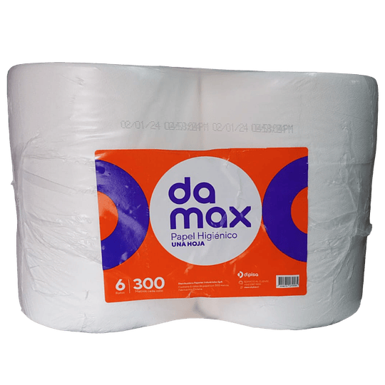 Papel Higiénico Damax 6 rollos x 300 Mt. H/S