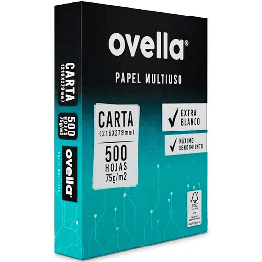 Resma de Papel Carta Ovella 75gr. x 500 Hojas