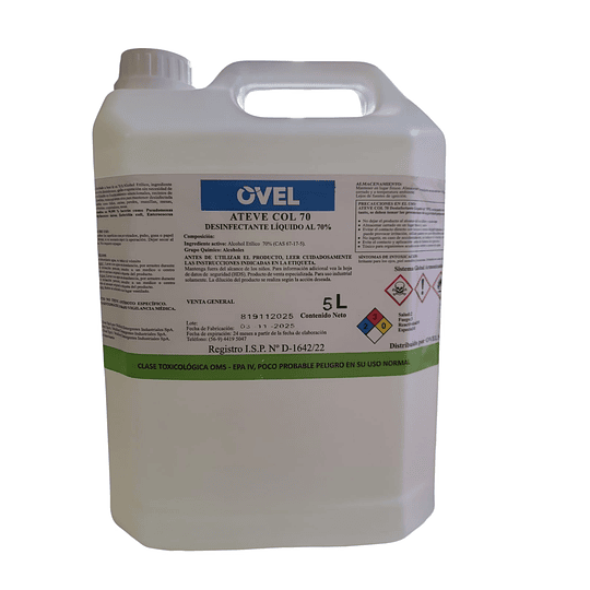 Alcohol Desinfectante al 70% OVEL 
