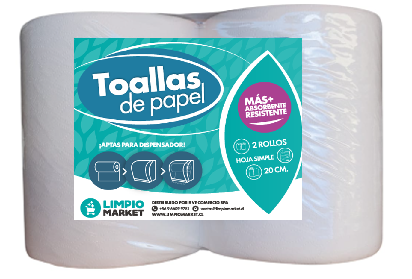 Toalla de Papel Jumbo 2 Rollos Limpiomarket