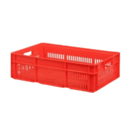 Caja Pollera roja ranurada 31 Lt. Apilable