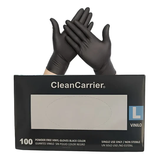 Guante Vinilo Negro Talla L Clean Carrier 50 pares- COPIA