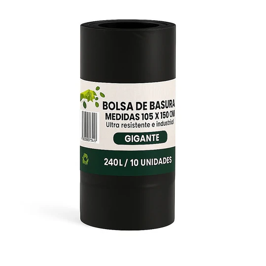 Bolsa de Basura Negra 105x150 x 10 Unid. 80 Mic.