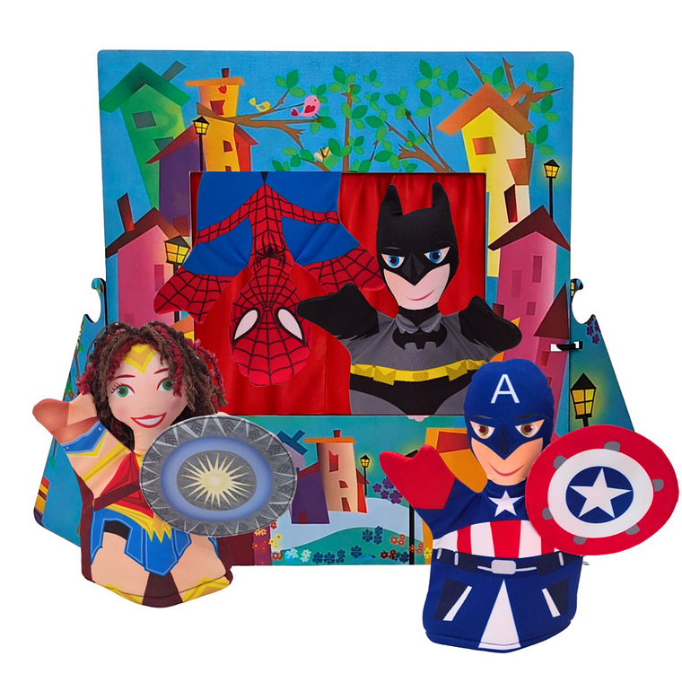 Teatro ciudad con títeres de Superhéroes.  1