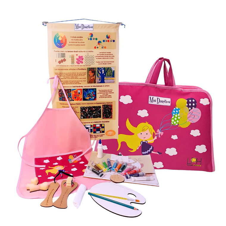 Valija de Arte Mis Diseños. Nena con Globos 1