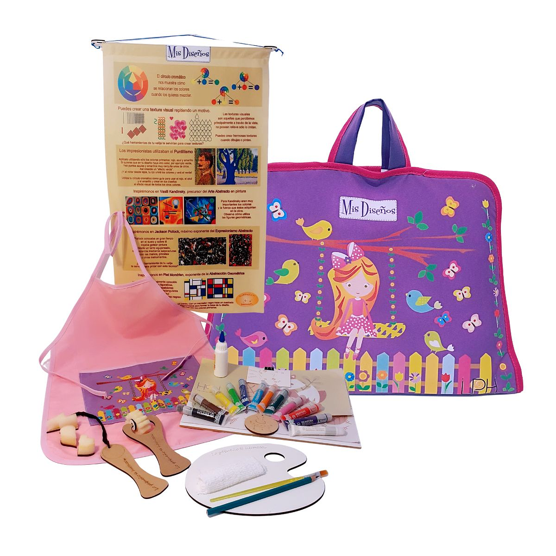 Valija de Arte Mis Diseños. Nena en Hamaca 1