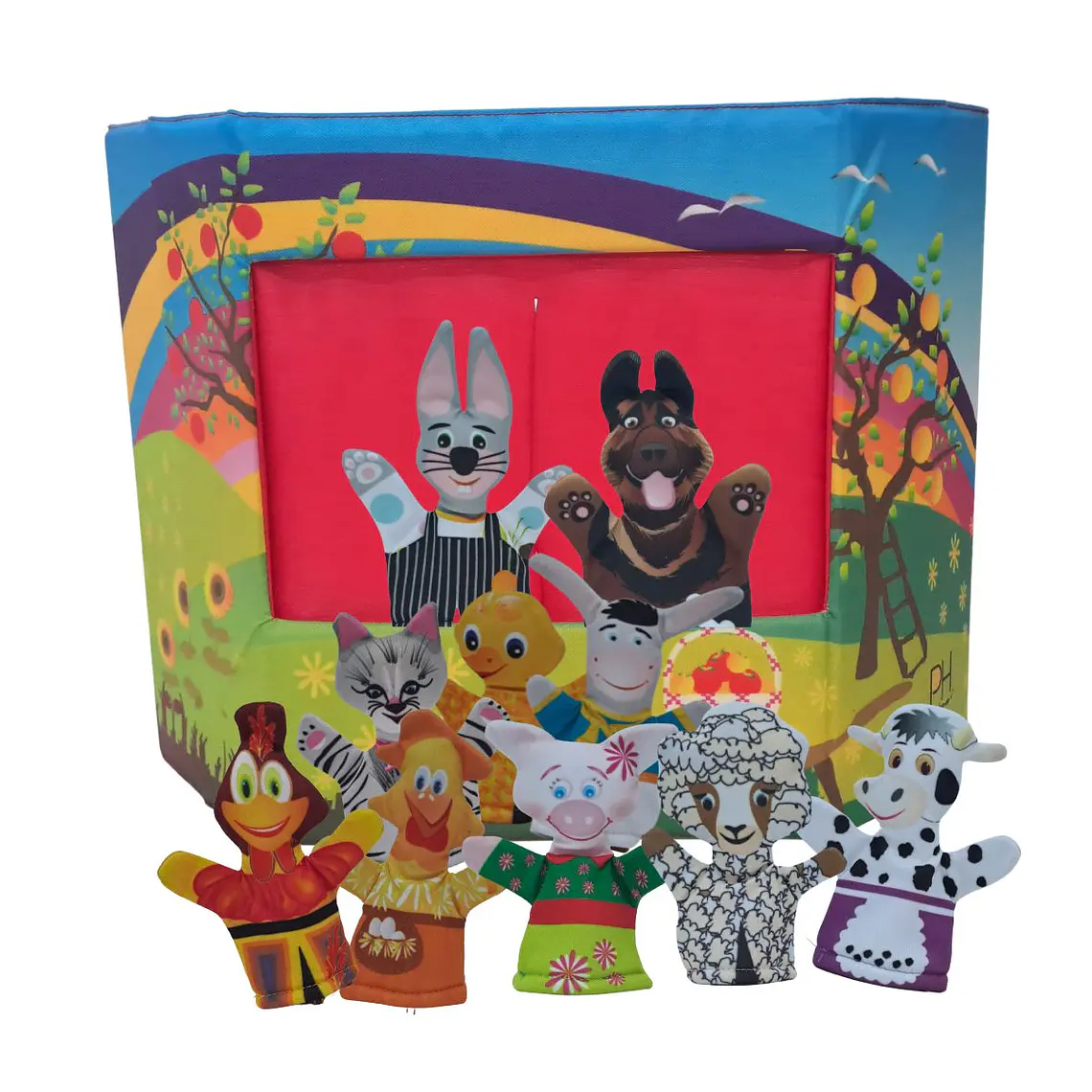 Mini teatro granja con Títeres de dedo de Animales de Granja 1