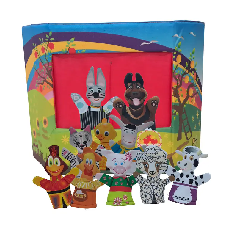 Mini teatro granja con Títeres de dedo de Animales de Granja 1
