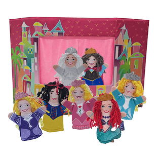 Mini teatro Castillo con Títeres de dedo de Heroínas de Cuento 