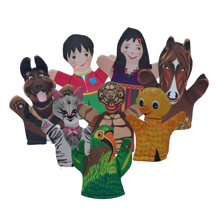 Mini teatro Ciudad con títeres dedo de Animalitos Domésticos 3