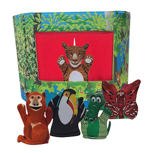 Mini teatro Selva Misionera con Títeres de dedo de Animales de la Selva Misionera