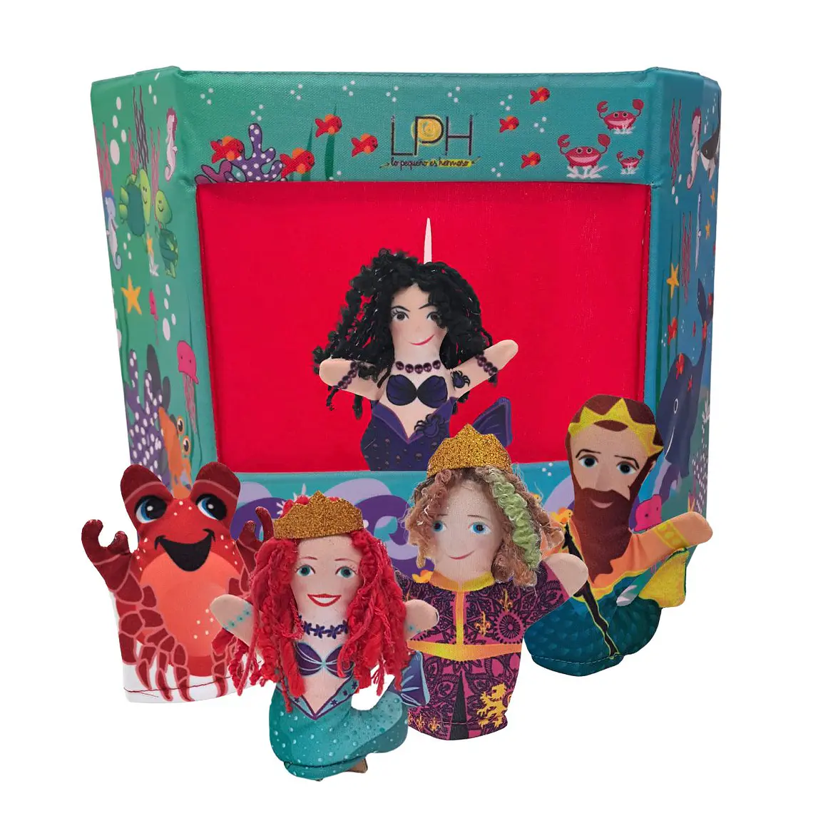 Minieatro Fondo del Mar con Títeres de dedo del cuento La Sirenita 1