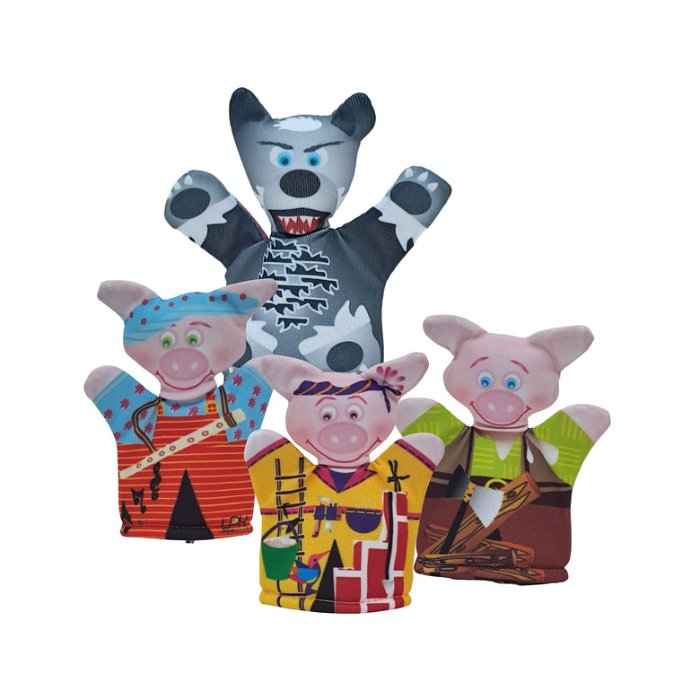 Títeres de dedo del cuento Los Tres Chanchitos y el Lobo Feroz 1