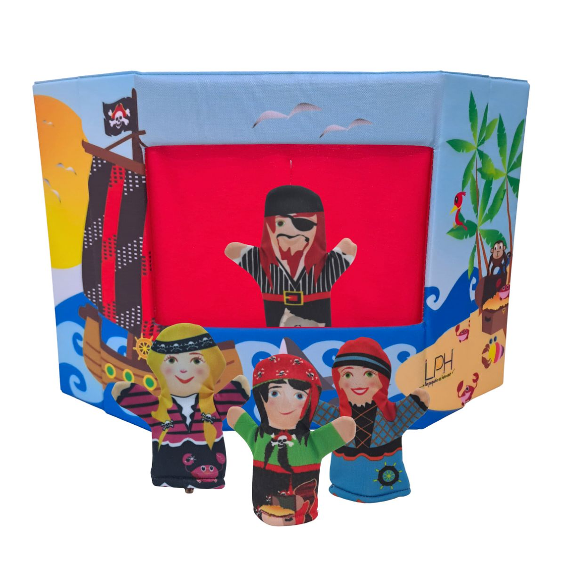 Miniteatro Barco con Títeres de dedo de Piratas 1