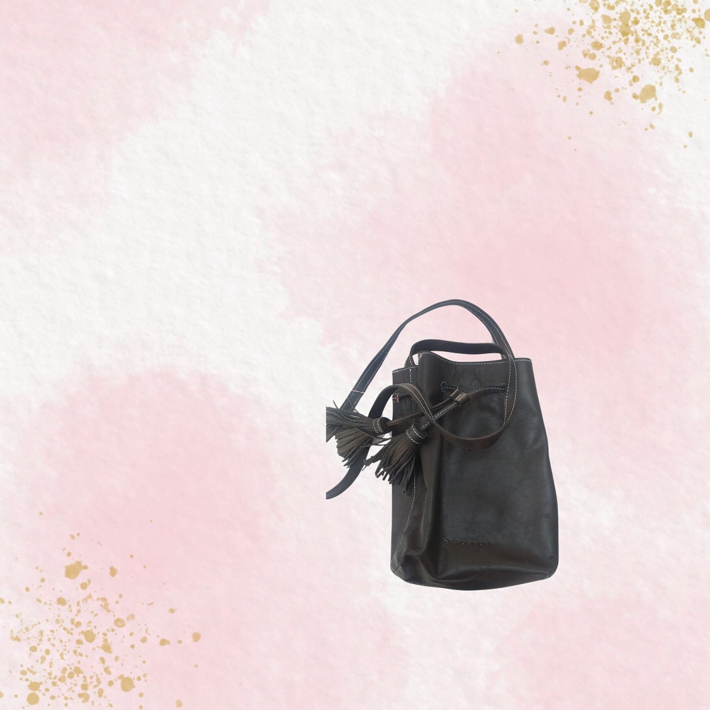 Bandolera nati pequeña 100 % cuero color negra  FRN002