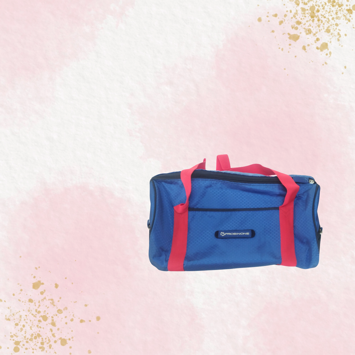 Bolso deportivo cuero y nylon AZUL Y ROJO