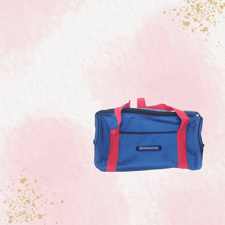 Bolso deportivo cuero y nylon AZUL Y ROJO