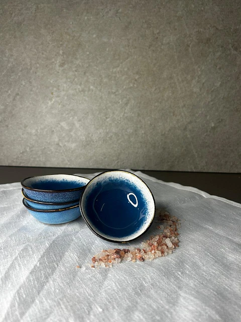 Mini pocillo azul borde blanco 
