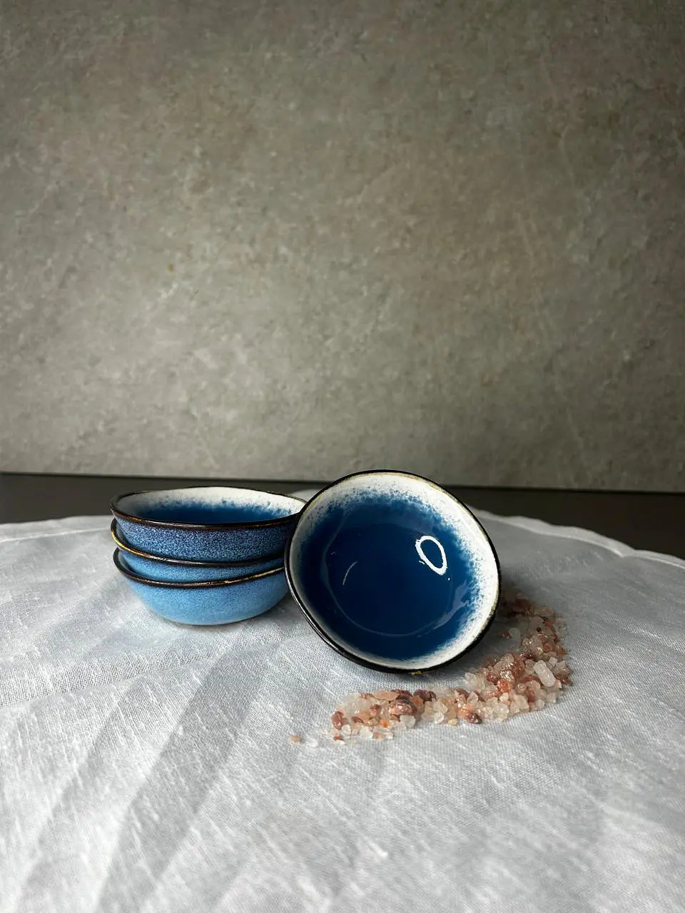 Mini pocillo azul borde blanco  2