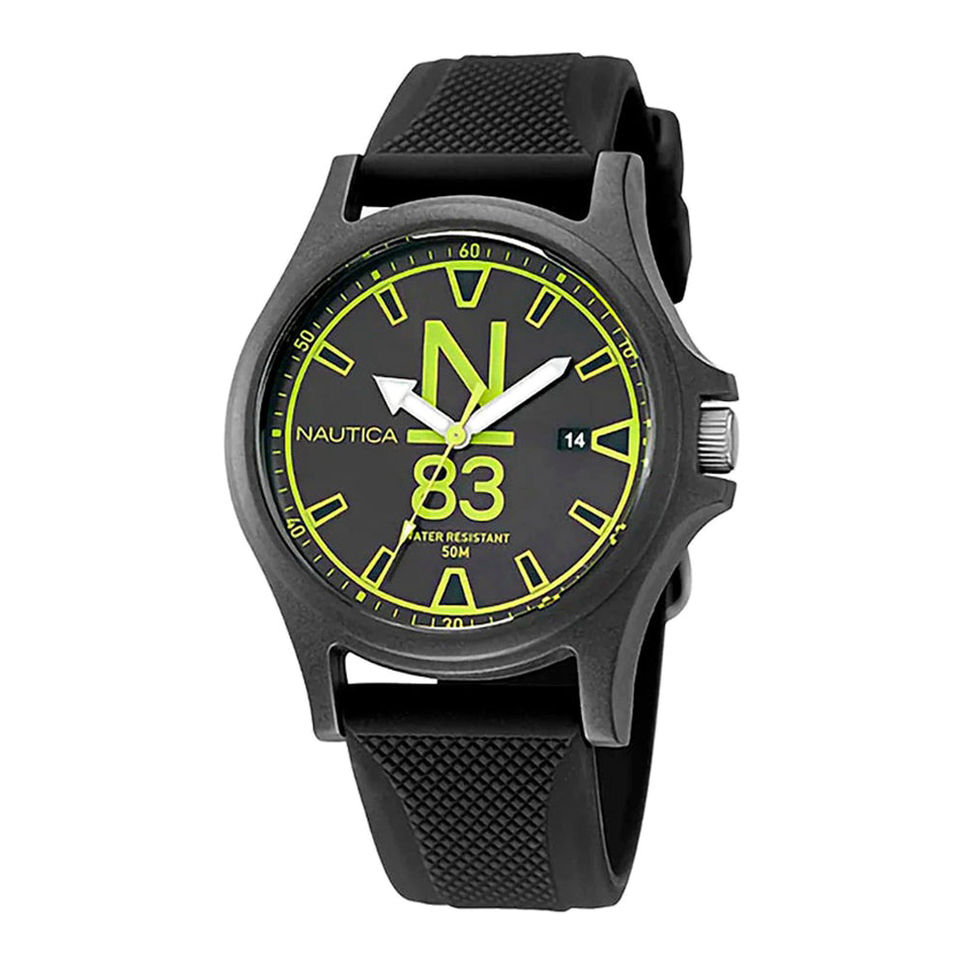 Reloj Análogo Nautica Original Deportivo NAPJSS221 Color Negro Correa de Silicona para Hombre 1