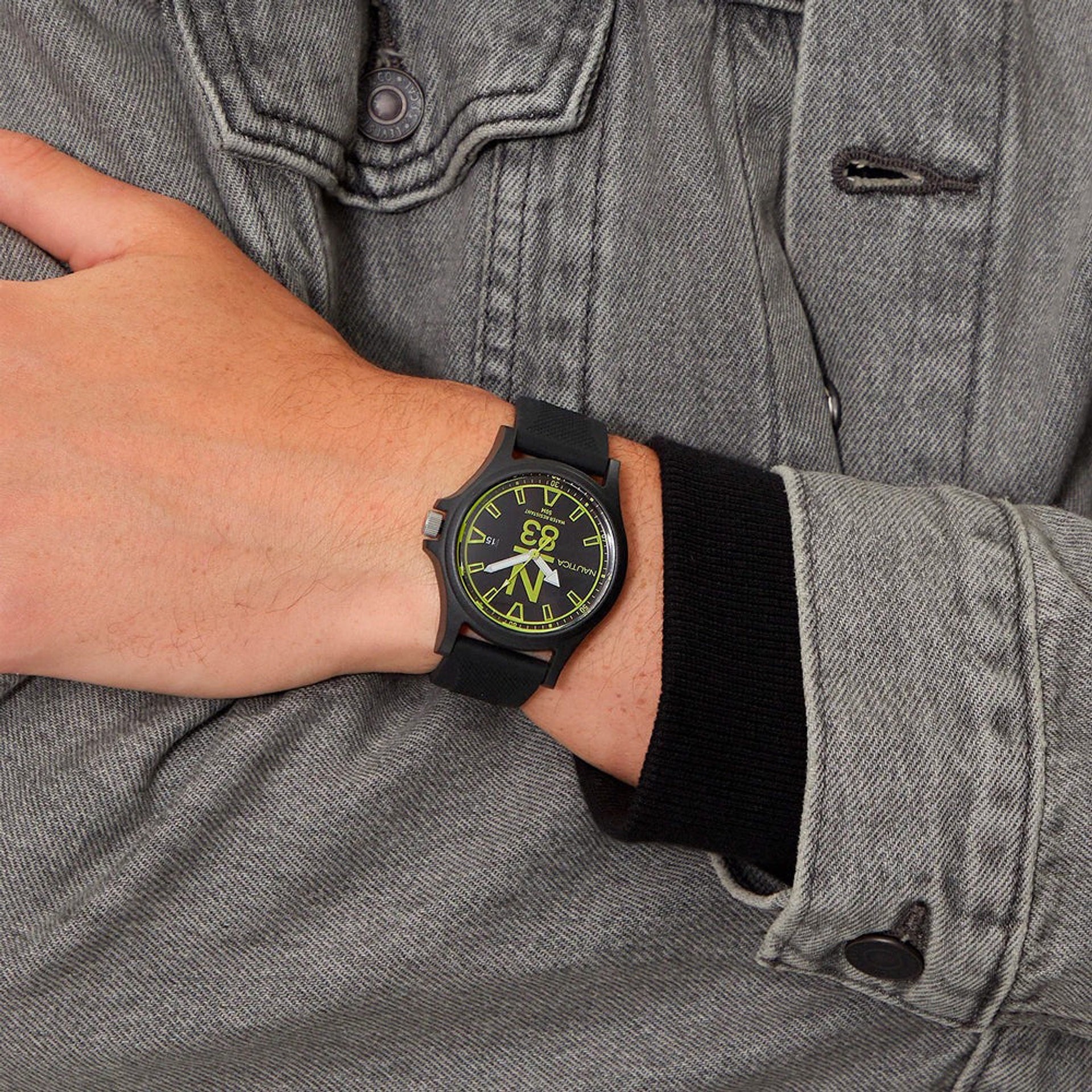 Reloj Análogo Nautica Original Deportivo NAPJSS221 Color Negro Correa de Silicona para Hombre 5