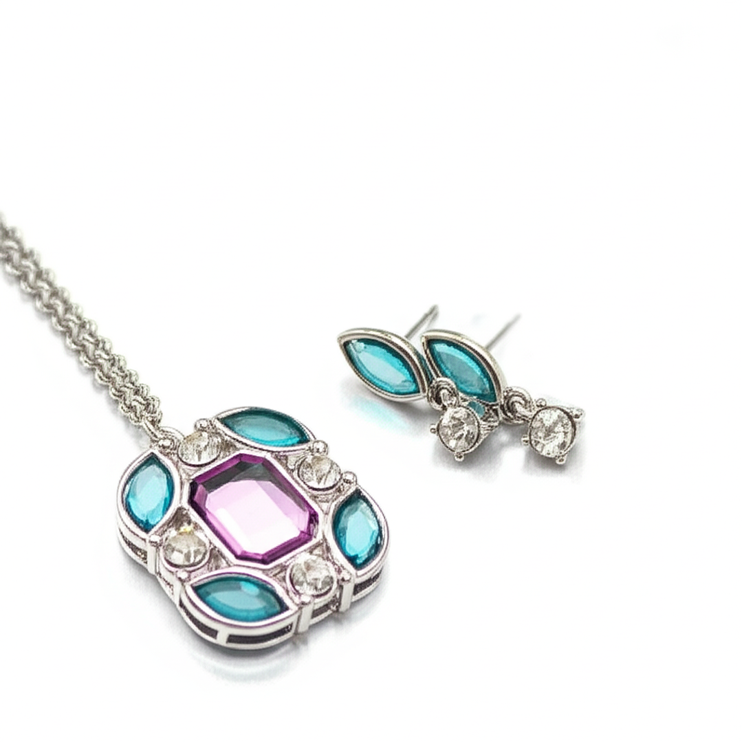 Collar y Aretes Abstractos Encanto Clasico Multicolor - | D2 21-0080972 1