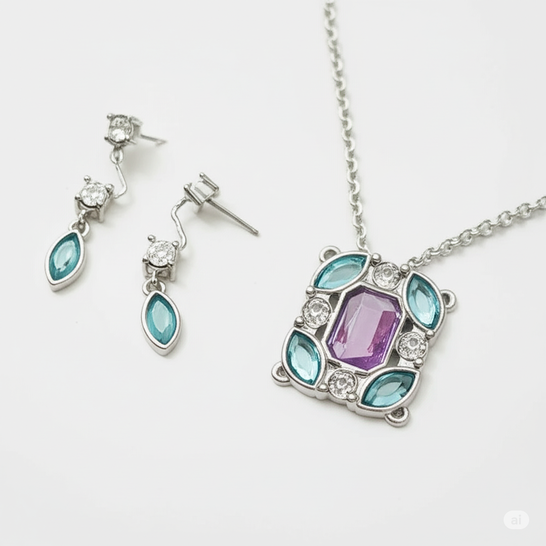 Collar y Aretes Abstractos Encanto Clasico Multicolor - | D2 21-0080972 5