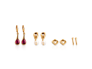 Aretes Elegantes Set x4 Brillo Eterno Color Dorado - B2 21-0085127