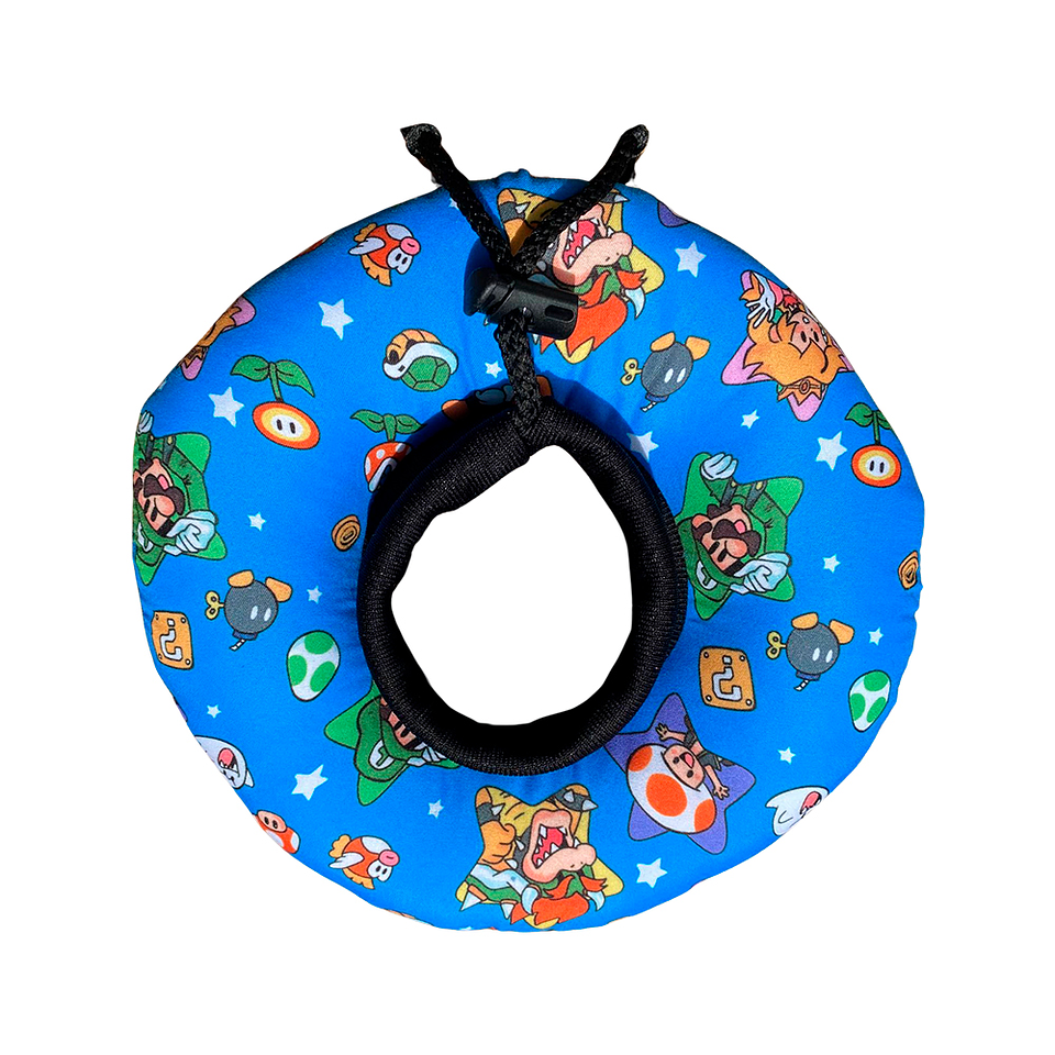 Dona Para Mascotas Color Celeste con Diseño de Mario Bross Talla XS 2