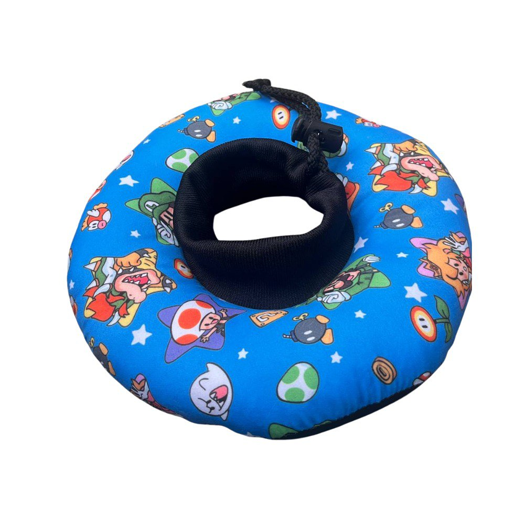 Dona Para Mascotas Color Celeste con Diseño de Mario Bross Talla XS 3