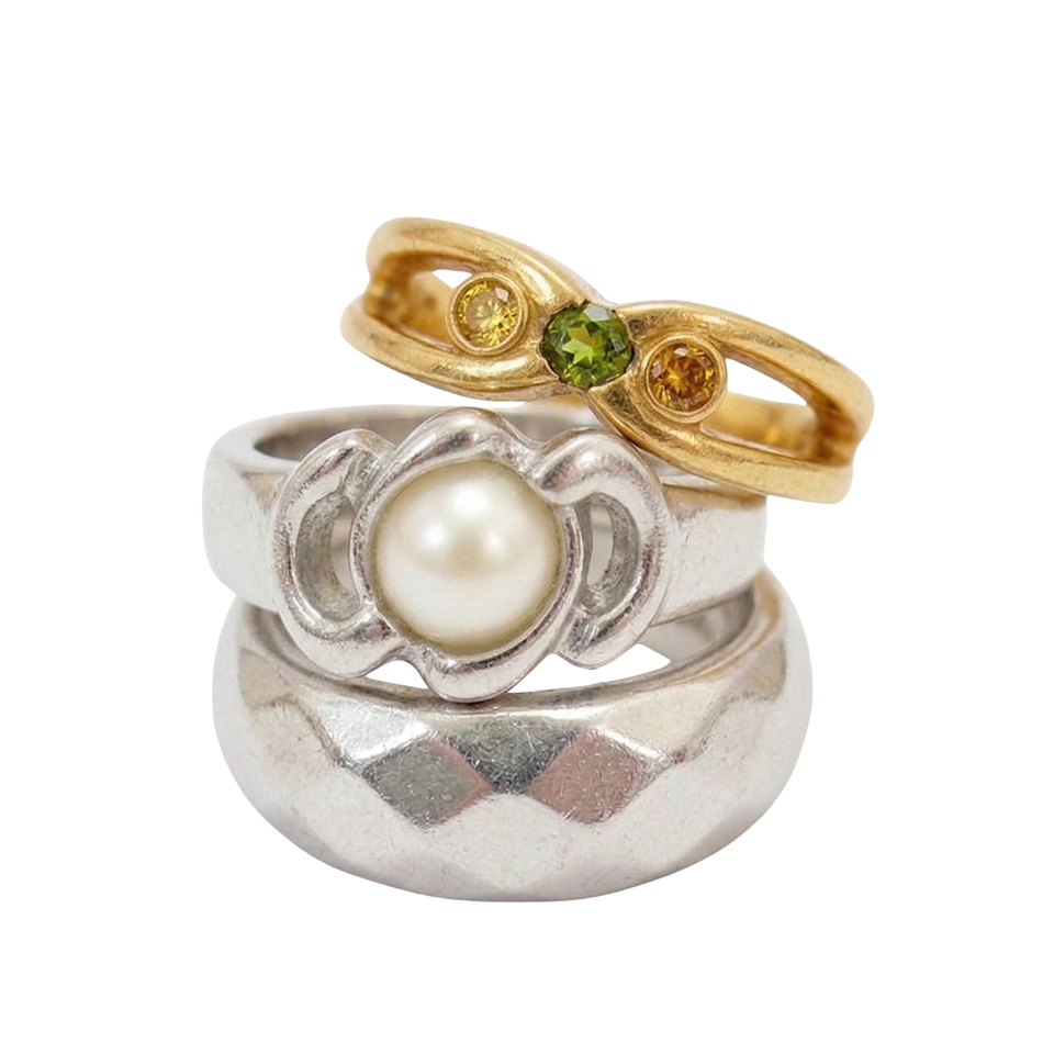 Set x3 Anillos Abstractos Trio Chic Diseño Multicolor y Moderno 3