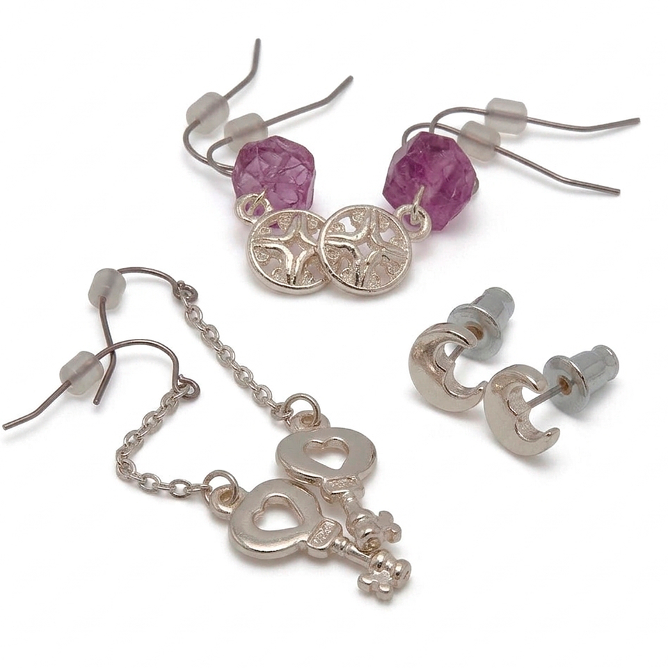 Set de Aretes Fantasy Love Garden Multicolor x12 Diseño Floral y Brillante 4