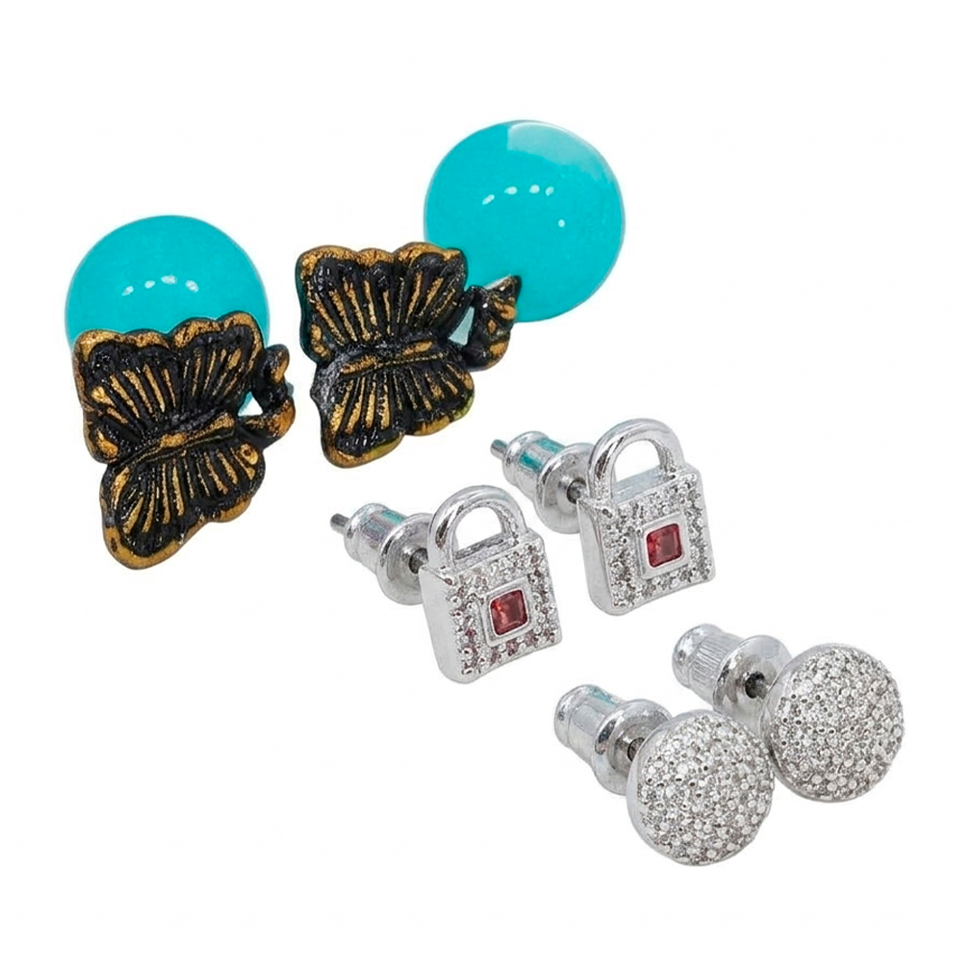 Set de Aretes Fantasy Love Garden Multicolor x12 Diseño Floral y Brillante 5