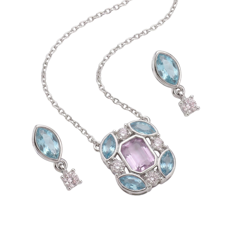 Collar y Aretes Abstractos Encanto Clásico Multicolor Set de Joyería Elegante 4