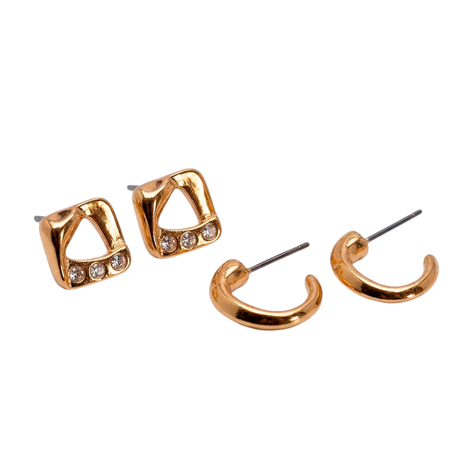 Set de Aretes Elegantes Brillo Eterno x4 en Color Dorado Diseño Clásico y Sofisticado 5