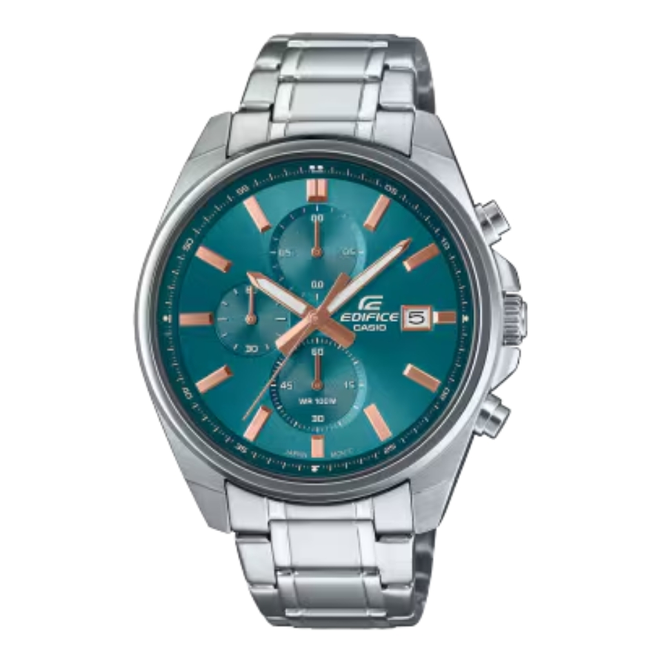 Reloj Análogo Casio Edifice EFV-610DE-2AUDF con Cronógrafo en Acero Inoxidable Color Azul Petroleo 1