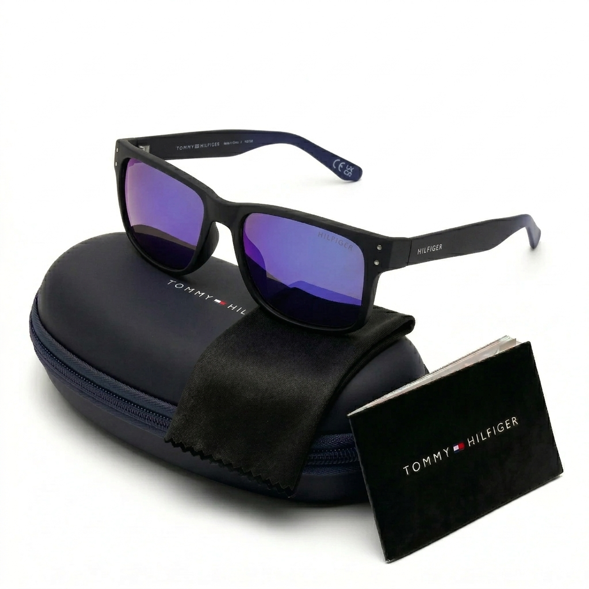Gafas de Sol Tommy Hilfiger X62108 Outlook Negro Mate Lente Espejado Azul 56mm 1