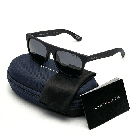 Gafas de Sol Tommy Hilfiger X62073 Outlook Negro Marco Lentes Gris Oscuro Clásico 52mm