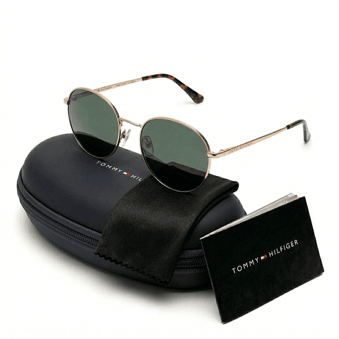 Gafas de Sol Tommy Hilfiger Polarizados X62206 Outlook Round Dorado Lentes Verdes 51mm