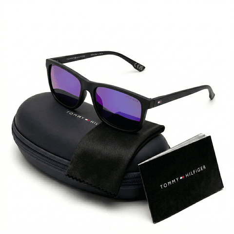 Gafas de Sol Tommy Hilfiger X62155 Outlook Negro Mate Lente Espejo Azul 54mm