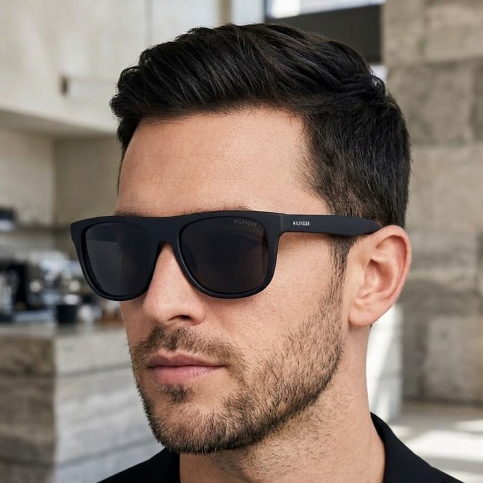 Gafas de Sol Tommy Hilfiger X62073 Outlook Negro Marco Lentes Gris Oscuro Clásico 52mm 6